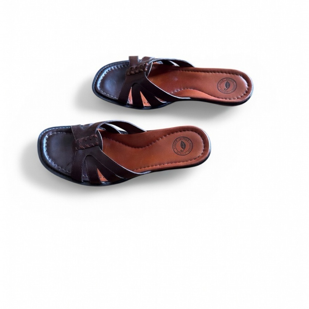 Nurture Brown Wedge Slide Sandals